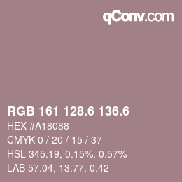 カラーコード: RGB 161 128.6 136.6 | qconv.com