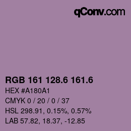 カラーコード: RGB 161 128.6 161.6 | qconv.com