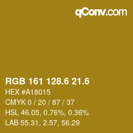 カラーコード: RGB 161 128.6 21.6 | qconv.com
