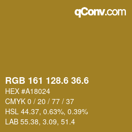 カラーコード: RGB 161 128.6 36.6 | qconv.com