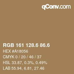 カラーコード: RGB 161 128.6 86.6 | qconv.com