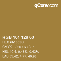 Color code: RGB 161 128 60 | qconv.com
