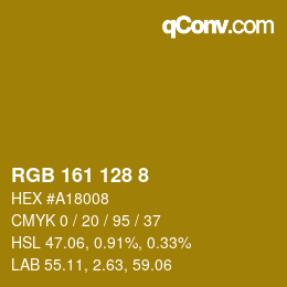 カラーコード: RGB 161 128 8 | qconv.com