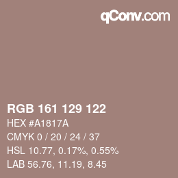 カラーコード: RGB 161 129 122 | qconv.com