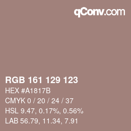 Código de color: RGB 161 129 123 | qconv.com