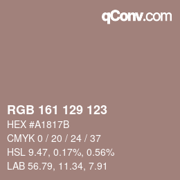 颜色代码: RGB 161 129 123 | qconv.com