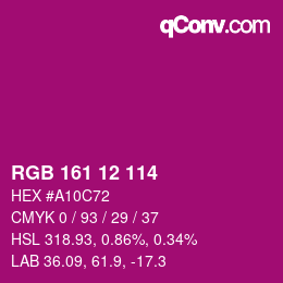 カラーコード: RGB 161 12 114 | qconv.com