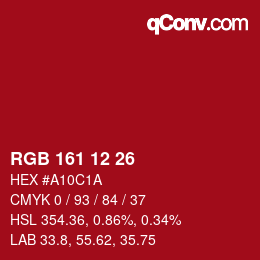 カラーコード: RGB 161 12 26 | qconv.com