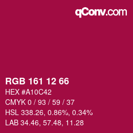 Color code: RGB 161 12 66 | qconv.com