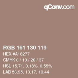 カラーコード: RGB 161 130 119 | qconv.com