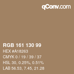 Farbcode: RGB 161 130 99 | qconv.com