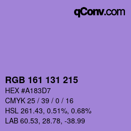 カラーコード: RGB 161 131 215 | qconv.com