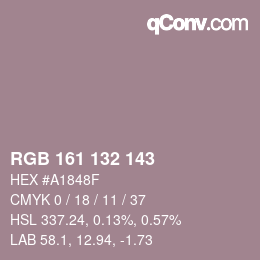 颜色代码: RGB 161 132 143 | qconv.com