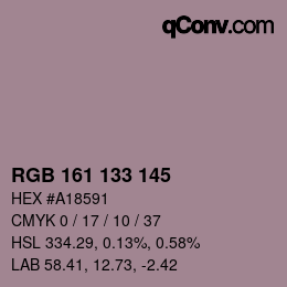 Color code: RGB 161 133 145 | qconv.com