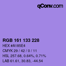 颜色代码: RGB 161 133 228 | qconv.com