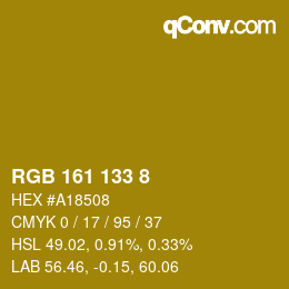 颜色代码: RGB 161 133 8 | qconv.com
