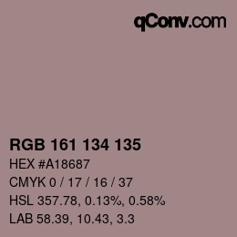 Color code: RGB 161 134 135 | qconv.com