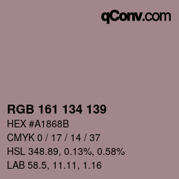 Color code: RGB 161 134 139 | qconv.com