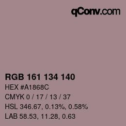 Color code: RGB 161 134 140 | qconv.com