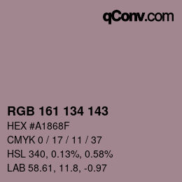 Color code: RGB 161 134 143 | qconv.com