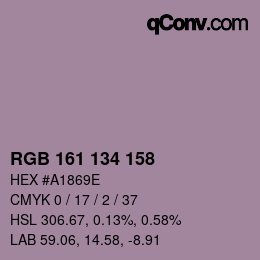 Color code: RGB 161 134 158 | qconv.com