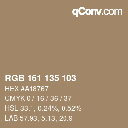 Farbcode: RGB 161 135 103 | qconv.com