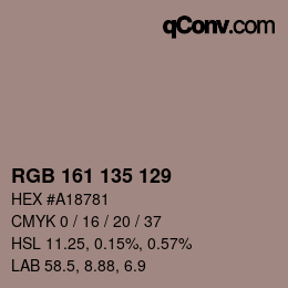Código de color: RGB 161 135 129 | qconv.com