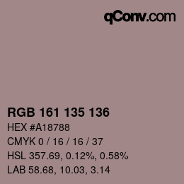 颜色代码: RGB 161 135 136 | qconv.com