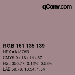 Código de color: RGB 161 135 139 | qconv.com
