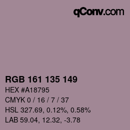 Código de color: RGB 161 135 149 | qconv.com