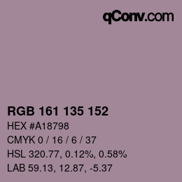 Código de color: RGB 161 135 152 | qconv.com