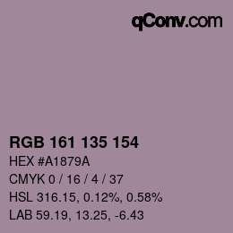 Farbcode: RGB 161 135 154 | qconv.com