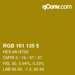 カラーコード: RGB 161 135 5 | qconv.com