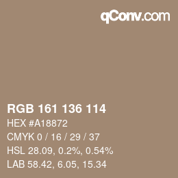 カラーコード: RGB 161 136 114 | qconv.com