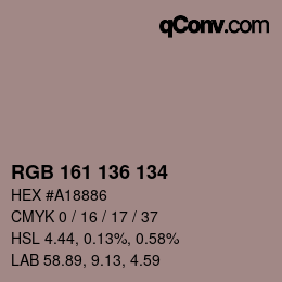 颜色代码: RGB 161 136 134 | qconv.com