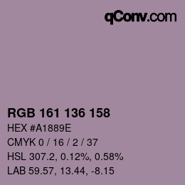 Color code: RGB 161 136 158 | qconv.com