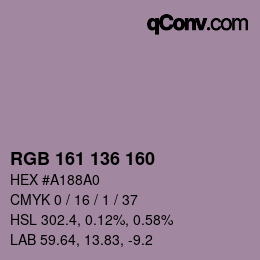 Color code: RGB 161 136 160 | qconv.com