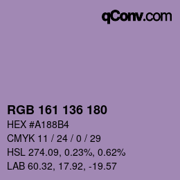 Código de color: RGB 161 136 180 | qconv.com