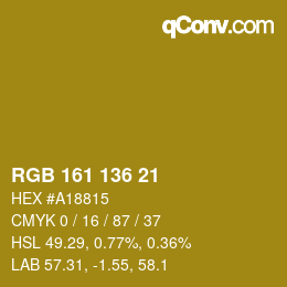 Color code: RGB 161 136 21 | qconv.com