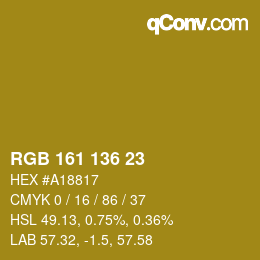 カラーコード: RGB 161 136 23 | qconv.com