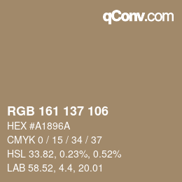 Color code: RGB 161 137 106 | qconv.com