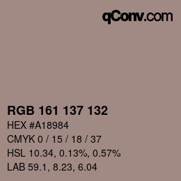 Farbcode: RGB 161 137 132 | qconv.com
