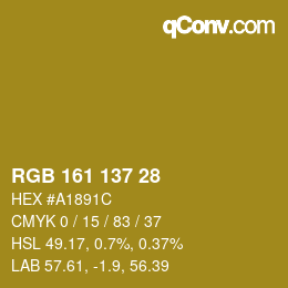 カラーコード: RGB 161 137 28 | qconv.com