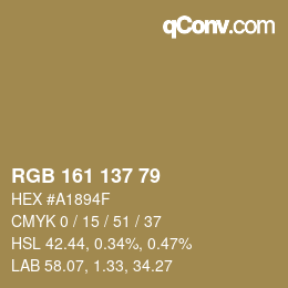 Color code: RGB 161 137 79 | qconv.com