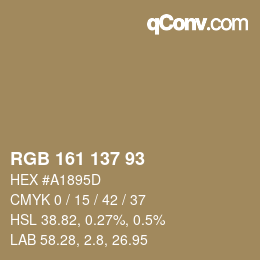 Farbcode: RGB 161 137 93 | qconv.com
