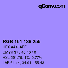 Color code: RGB 161 138 255 | qconv.com
