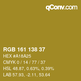 Color code: RGB 161 138 37 | qconv.com
