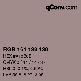 カラーコード: RGB 161 139 139 | qconv.com
