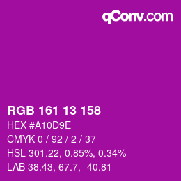 カラーコード: RGB 161 13 158 | qconv.com
