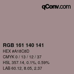 Color code: RGB 161 140 141 | qconv.com